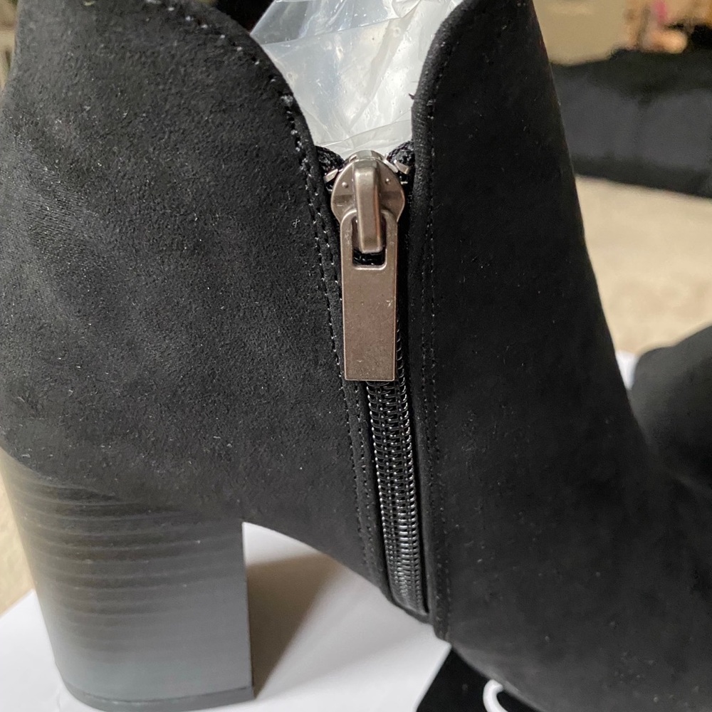 BAMBOO Suede Open Toe Bootie - Picture 2 of 8